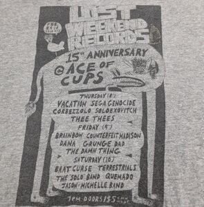 Lost Weekend Records 15th Anniversary Grey Concert Tee Shirt Lineup on Front 2X